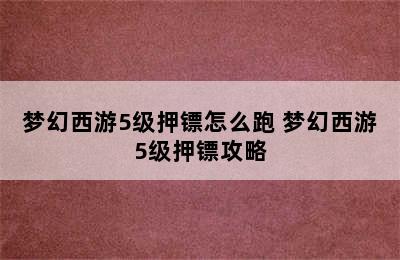 梦幻西游5级押镖怎么跑 梦幻西游5级押镖攻略